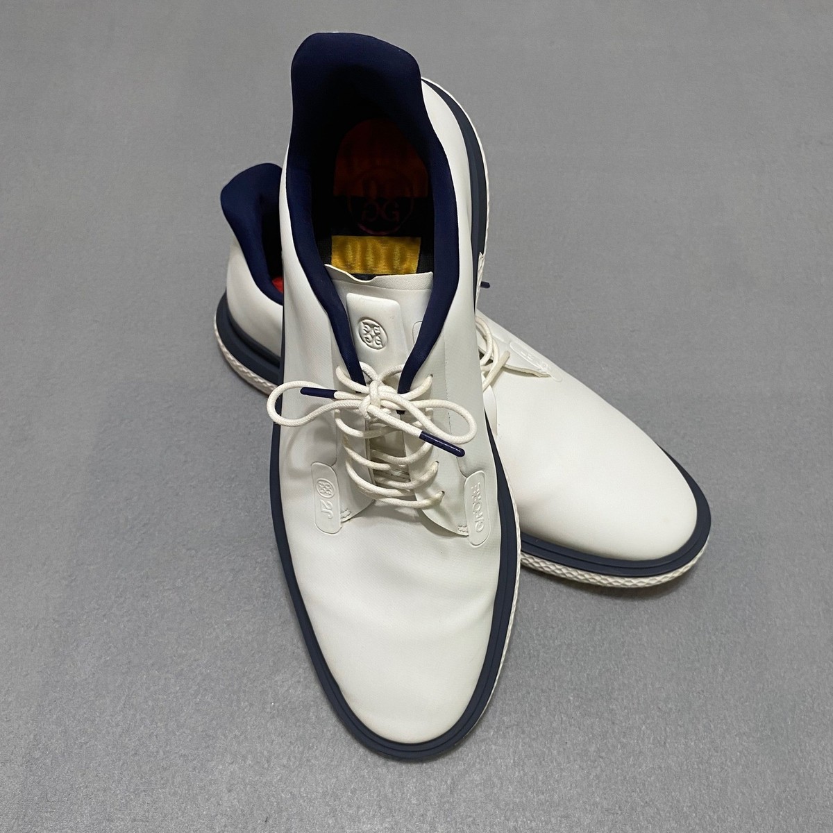 G/FORE Mens Gallivanter Golf Shoes White Navy Blue Spiked