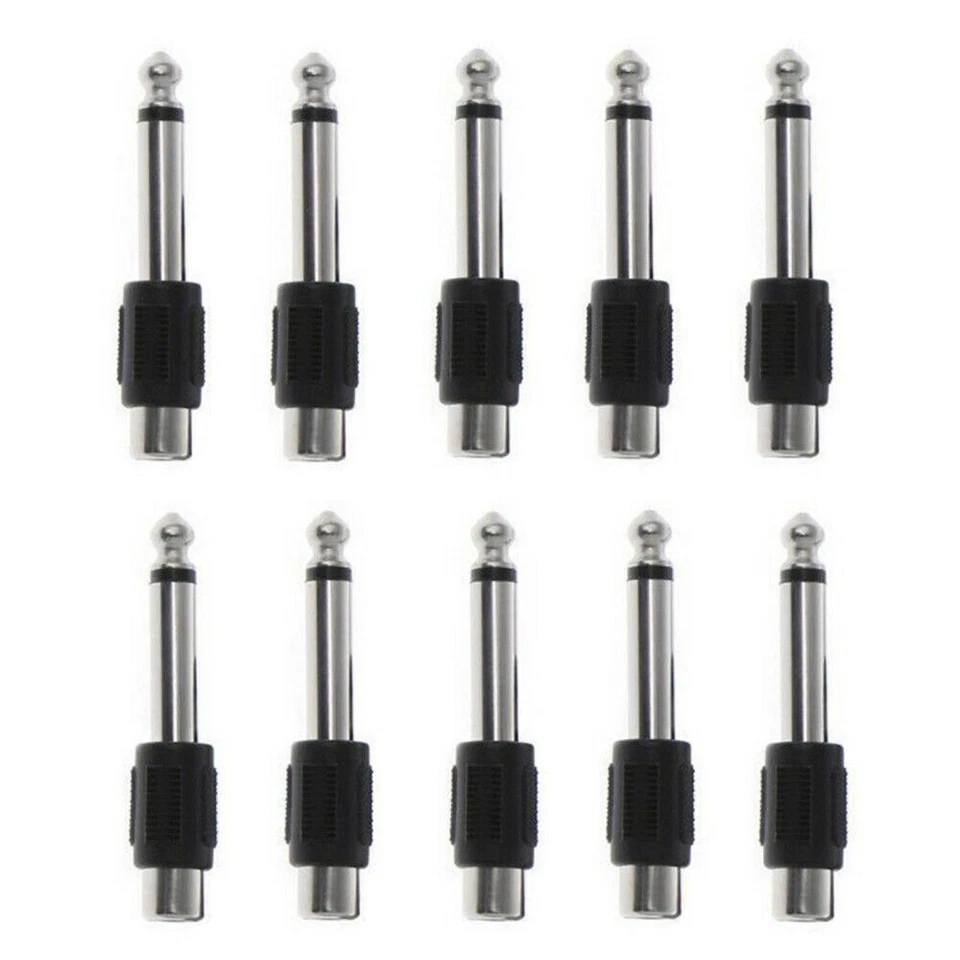10pcs 59mm RCA Female Jack To 6.3mm 1/4" Male Mono Plug Audio Adapter Connector - Image 2 of 4