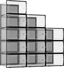  XX-Large Shoe Storage Boxes Organizers Clear Plastic Stackable 12 Pack, Shoe