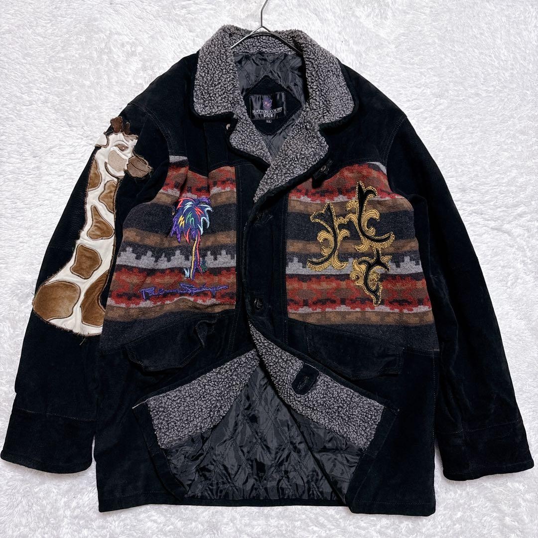 Embroidered Native Pattern Pigskin Suede Boa Coll… - image 1