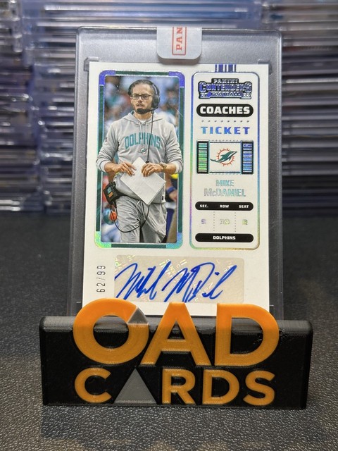 2022 Panini Contenders Mike McDaniel #304 Coaches Ticket Auto /99 Sealed