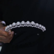 Princess cute pearls Crystal Bridal Tiaras Crowns Wedding zircon Headpiece
