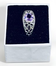 Sterling Silver February Birth Stone Amethyst Filigree Style Size 6.25 Ring