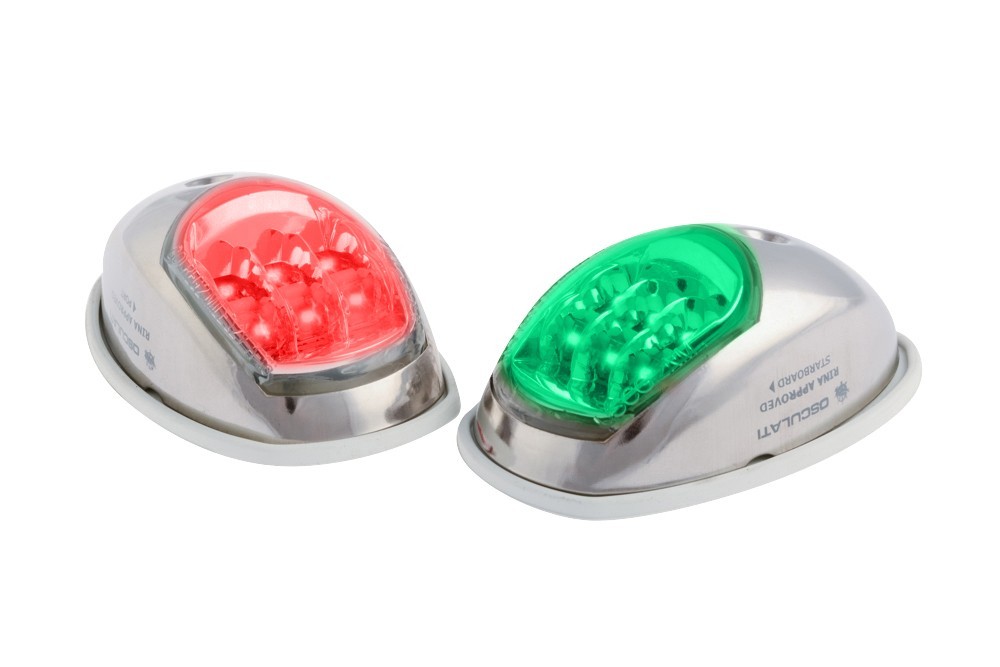 Pair LED Navigation Lights Stainless Steel Case Red & Green Light 12v EVOLEDRG