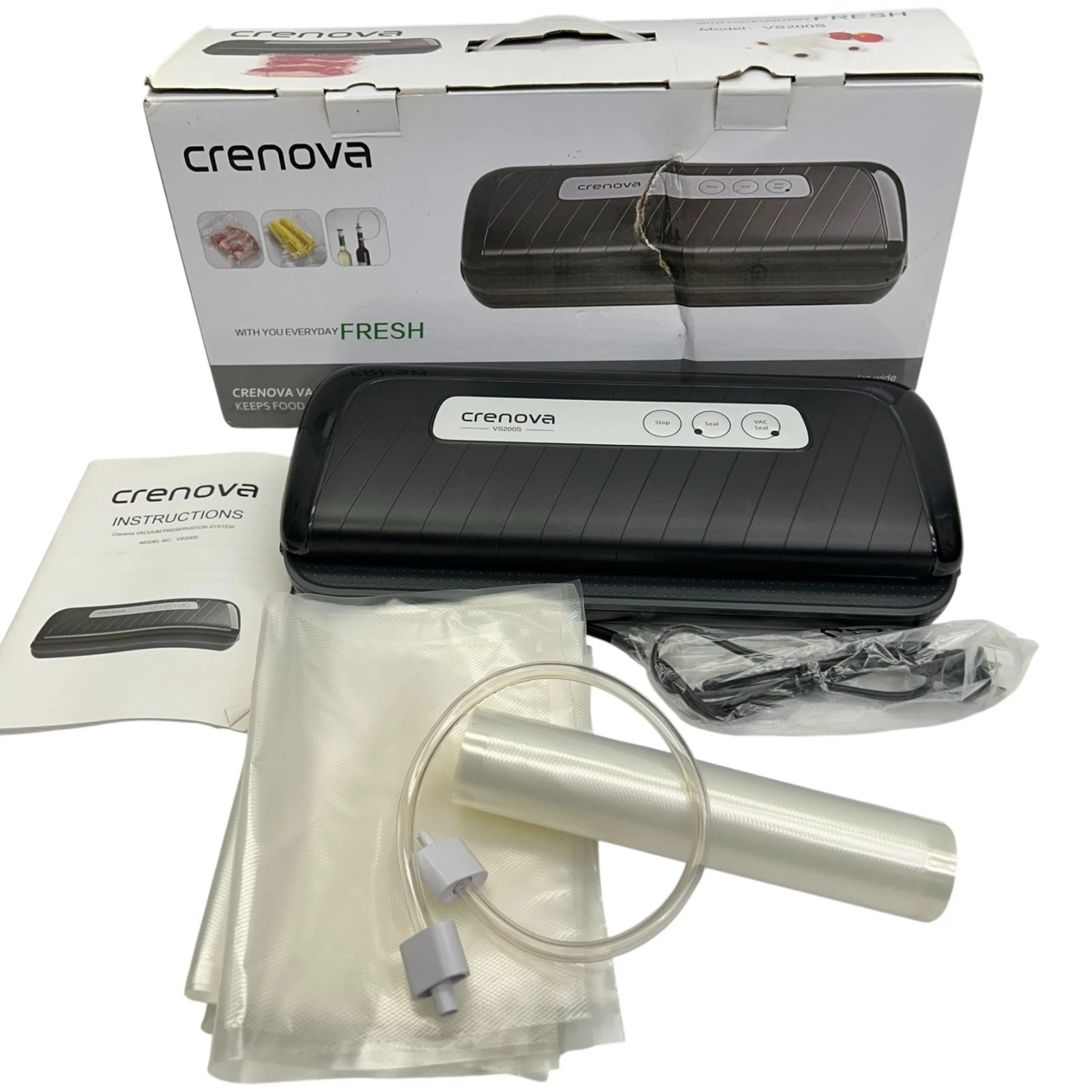 Crenova VS2000S Handheld Vacuum Sealer Full Kit with Roll, Bags Keeps Food Fresh