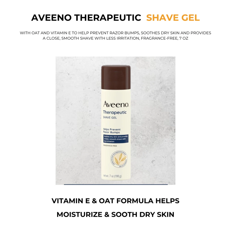 Gel de afeitado terapéutico Aveeno afeitado cerrado menos irritación sin fragancia 7 oz Foto 2 de 4
