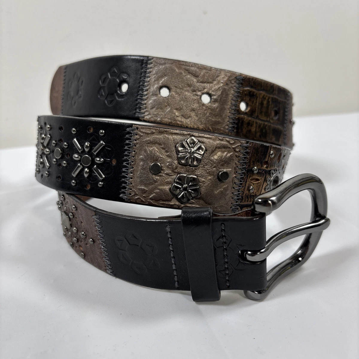 Fossil ?️ Studded Genuine Leather Belt Size M Fossil Belts for Women for sale | eBay main image 3