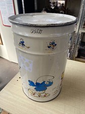 Bidone in latta contenitore giochi Puffi 1982 - 45cm