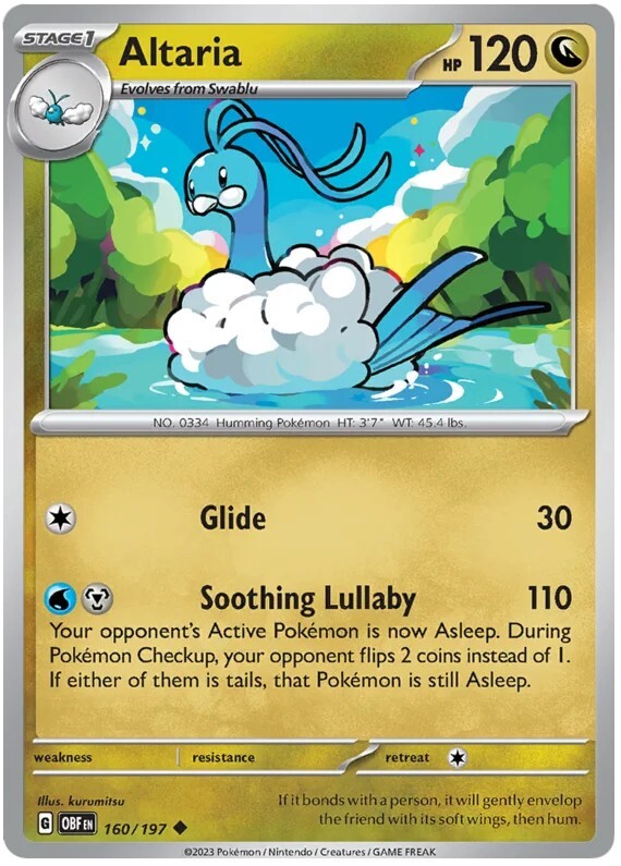 Altaria 160/197 Pokemon TCG Dragon Type Card