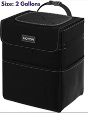 Car Trash Can with Lid Waterproof Storage Pockets Magnetic Snaps Bag Clean Car