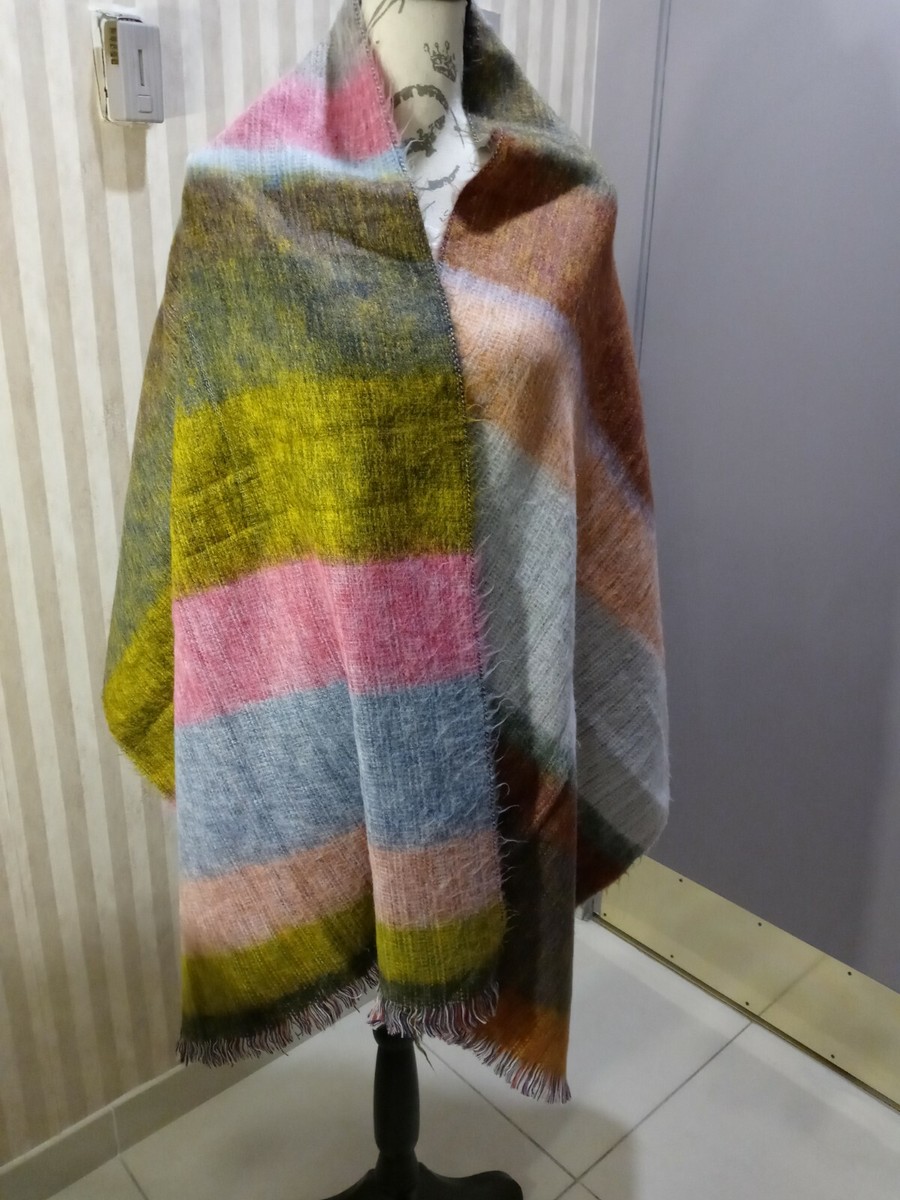 Artisanal Luxurious Handwoven Large Alpaca Shawl multicolored