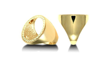 9ct Yellow Gold Hallmarked Full Sovereign Ring Mount with Plain Sides ...