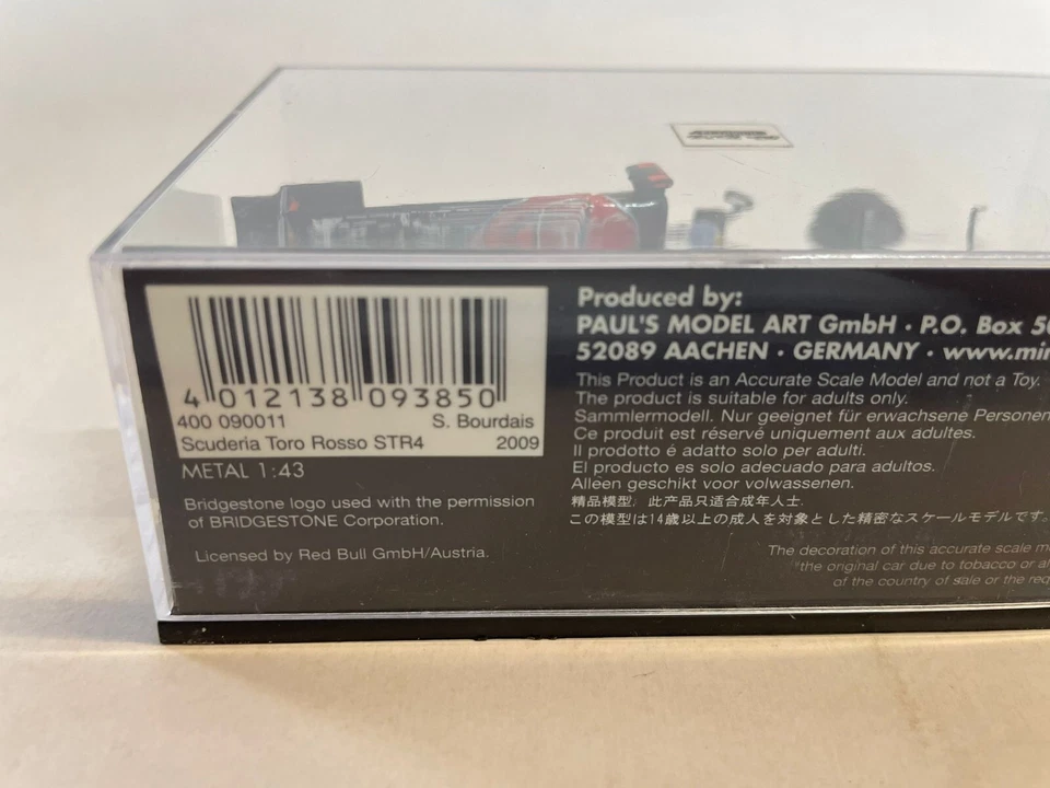 Minichamps Scuderia Toro Rosso STR4 #11 Sebastien Bourdais 2009 1/43 400090011 - Imagen 2 de 2