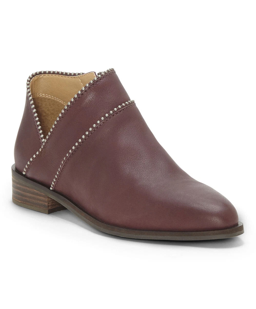 Lucky Brand Perrma Raisin Curved Topline Pinpoint Studed Moto Edge Bootie