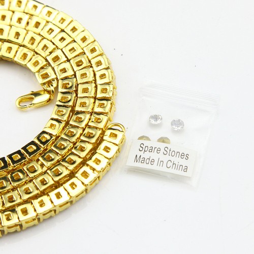 16"-30" Hip Hop weiße Zirkon Tennis Kette Halskette vergoldet Männer Frauen Geschenk - Bild 14 von 20