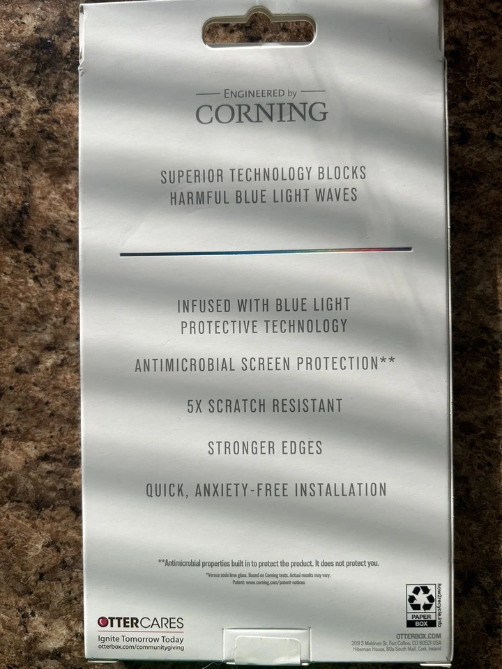 Protector de luz azul vidrio amplificado OtterBox 2021 iPhone 14 Plus/iPhone 13 Pro Max Foto 2 de 3