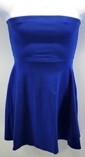 A) Express Woman Blue Fit & Flare Strapless Dress S/P