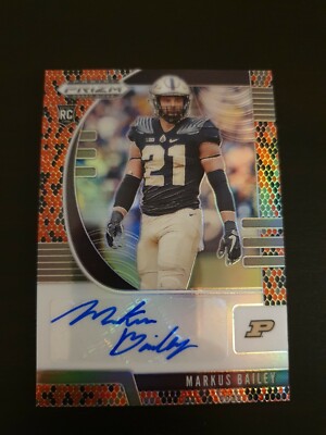Markus Bailey 2020 Prizm Draft Picks Football Auto Card Snakeskin Purdue/Bengals