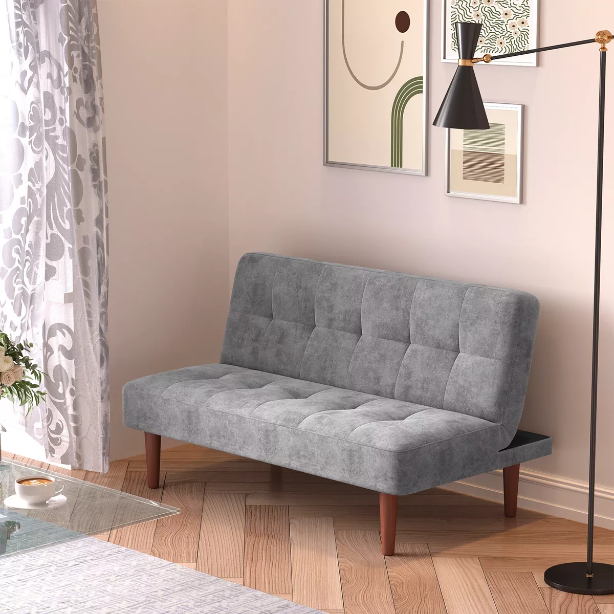Grey patterned loveseat deals