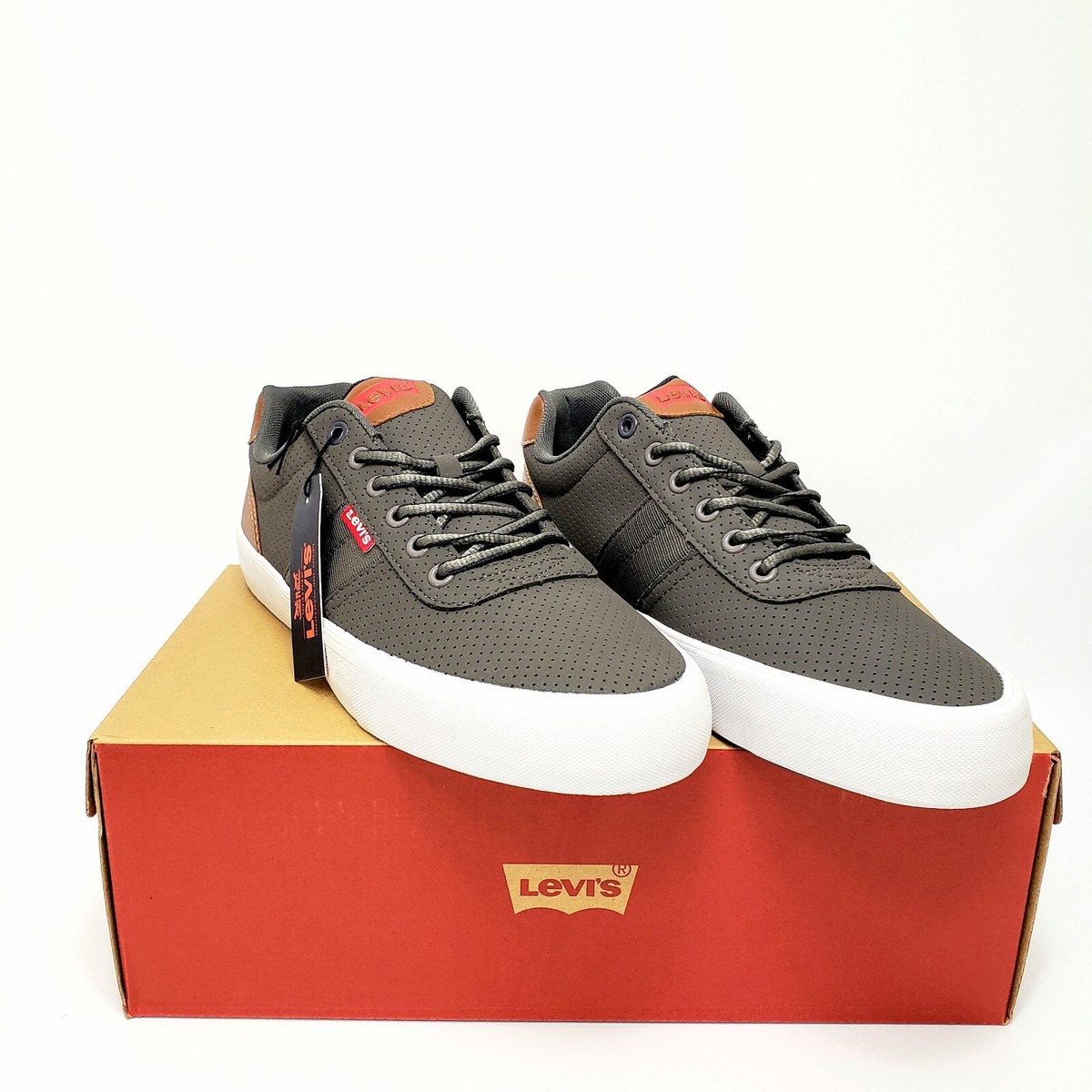 Levi's Men's Lancer Sneakers Low Top Lace Up Perforated Charcoal Navy Size  10