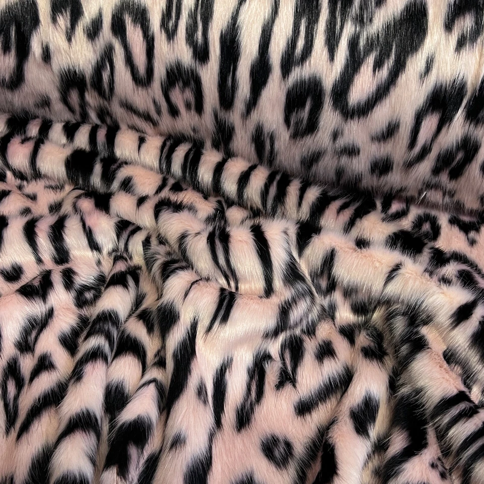 Webpelz Kunstfell Stoff Langhaar kuschelig Fell Weich Stoff Leoparden Leo Rosa - Bild 4 von 4