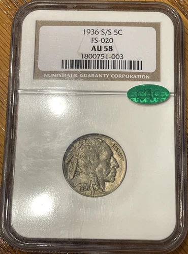 1936-S/S 5C RPM FS-501 (020) Buffalo Nickel NGC AU58 (CAC)