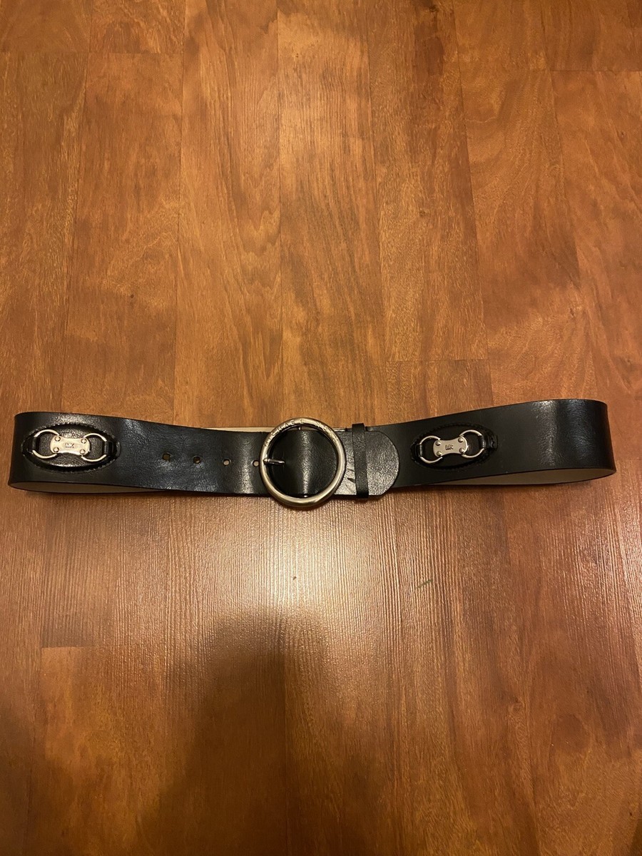 Michael Kors MK Black leather belt Large Michael Kors Logo Buckle Leather Waist Belt | Neiman Marcus main image 4