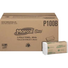 Marcal PRO P100B 12.88 In. X 10.13 In. 100% Recycled C-Fold Paper Towels -White
