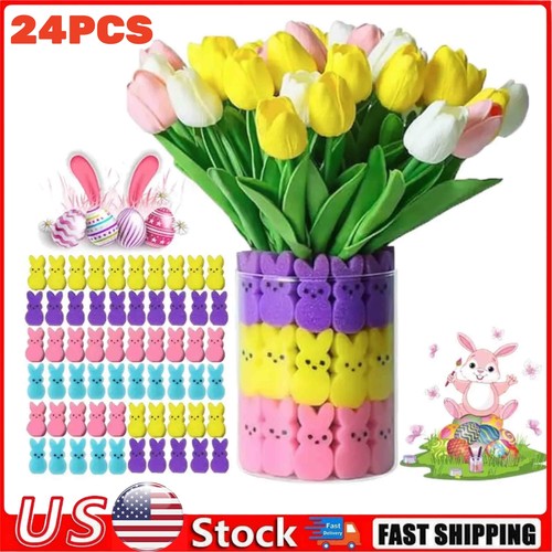 24x Easter Decorations - Easter Peeps Bunnies Vase Filler Set, Spring Decor Home
