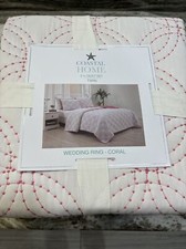 Coastal Home Wedding Ring Coral 2 Pc Reversible Twin Quilt Set