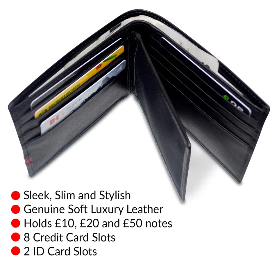 GENUINE  REAL Leather Soft Luxury  Mens Wallet Credit Card ID Holder GIFT BOXED  - Image 2 of 4