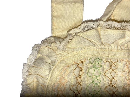 1960 Nannette 6-9 Month Size Yellow Bubble Romper Sunsuit Lace Embroidery EVC - Imagen 5 de 9