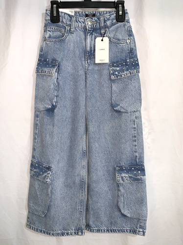 Pantaloni jeans denim Forever 21 bambino cargo vestibilità rilassata gamba dritta ragazza taglia 5/6