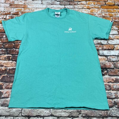 Simply Southern Shirt Ladies M Blue Green Mama Bear Hearts