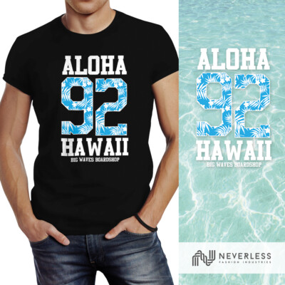 Herren T-Shirt Aloha Hawaii Summer Palm Leafs Slim Fit Neverless 