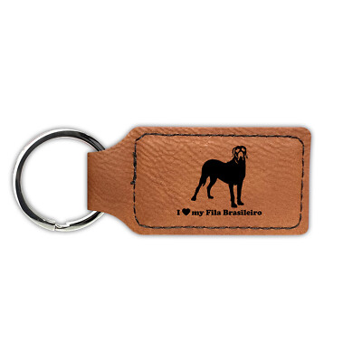 I Love My Fila Brasileiro Keychain Leatherette - Laser Engraved - Key Chain -