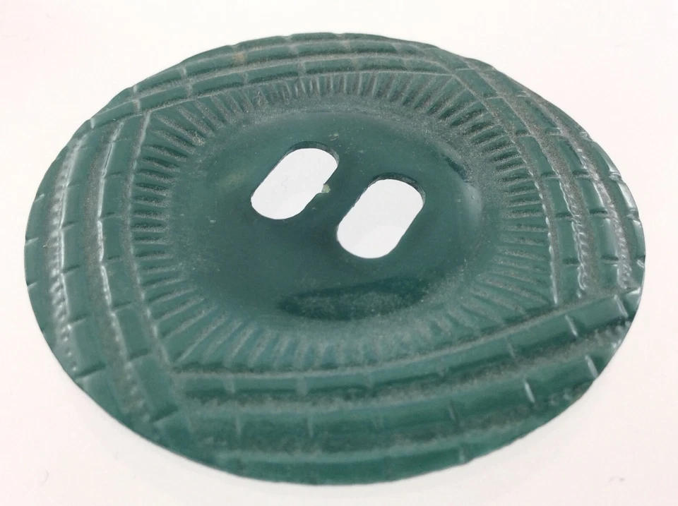 Green Etched Plastic Garment Button 1.9in Relief Pattern 794C - Image 4 of 4