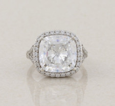 Sterling Silver Cushion Cut Cubic Zirconia Halo Ring Size 6 1/4 Sparkly