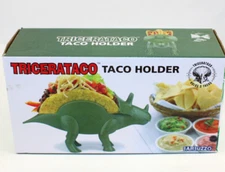 FunWares Tricerataco Green Triceratops Taco Holder Holds 2 Tacos Open Box 