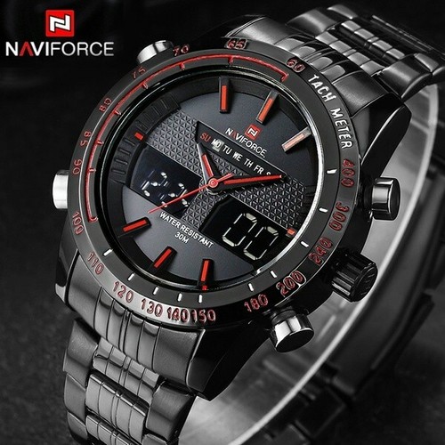 orologi da uomo NAVIFORCE 9024 lusso, orologio digitale al quarzo in  acciaio | eBay