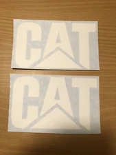 Set Of (2) 6 Inch CATERPILLAR Quality Vinyl Stickers White Car Truck Diesel