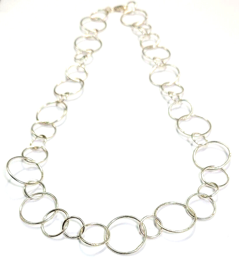 Sterling Silver Interlocking Circle Link Necklace… - image 1
