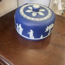 wedgwood jasperware dark blue cheese dome keeper cloche dish 