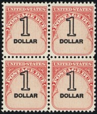 J100, MNH $1 Shifted Up Error Block of Four - Stuart Katz