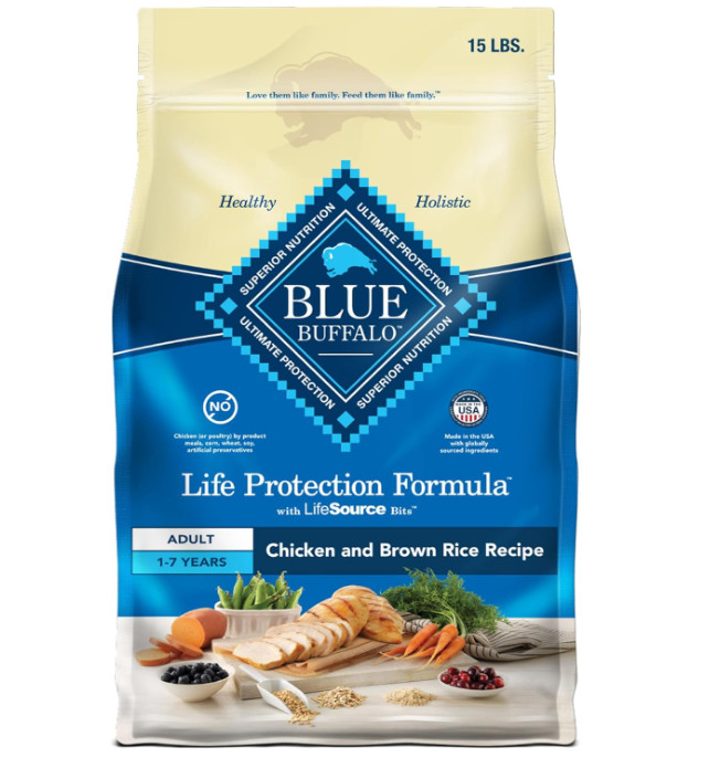 Blue Buffalo Life Adult Chicken & Brown Rice Recipe Dry Dog Food, 15-lb bag