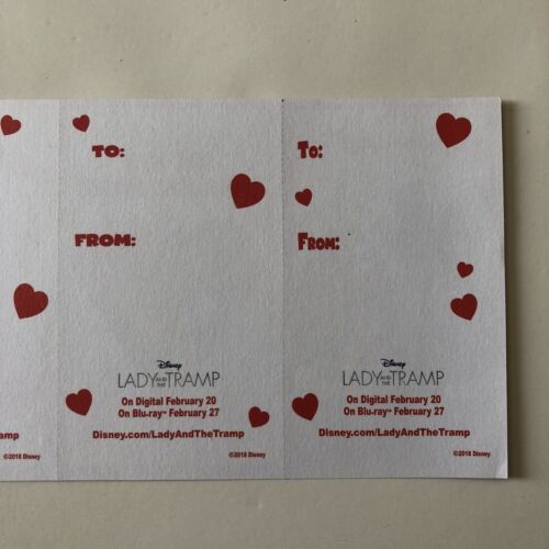 Lady And The Tramp Disney Valentines Day Cards set of 4 Movie Promotion 2018 - Picture 8 of 8