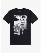Beetlejuice Mens Adam Barbara Skeleton Portrait Black Shirt New XS-3XL
