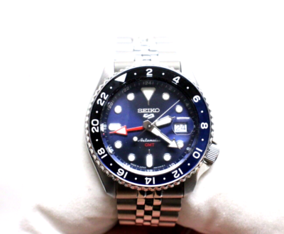 SEIKO automatic watch GMT 4R34-00A0 Black/blue | eBay