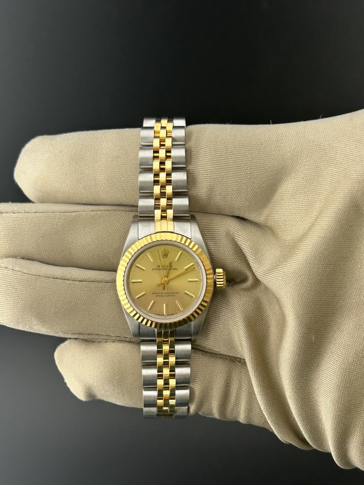 Rolex Oyster Perpetual 67193 Two-Tone Jubilee Bracelet with Gold Bezel
