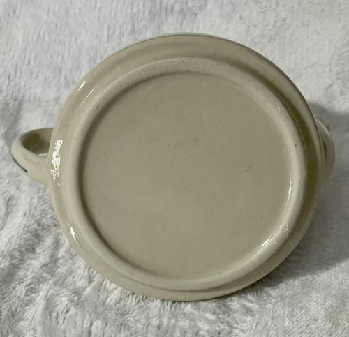 Teiera vintage ~ Dipinta a mano blu/bianco a scacchi con ciliegie ~ Ceramica - Foto 7 di 7